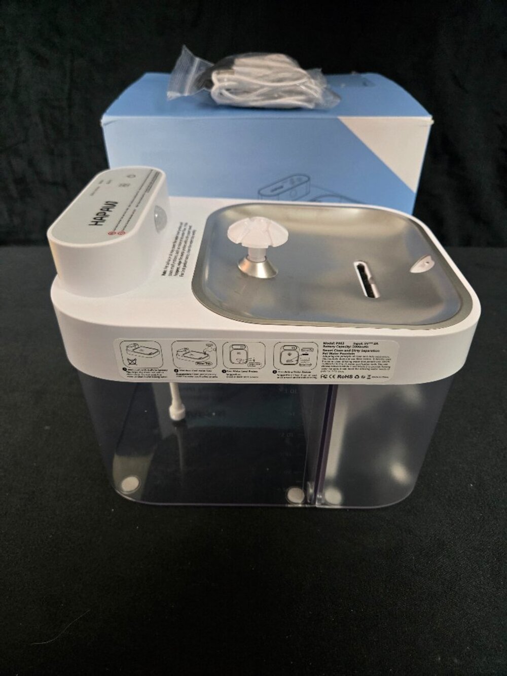 HAPAW P003 3L Wireless Pet Water Fountain Rechargeable Cordless New